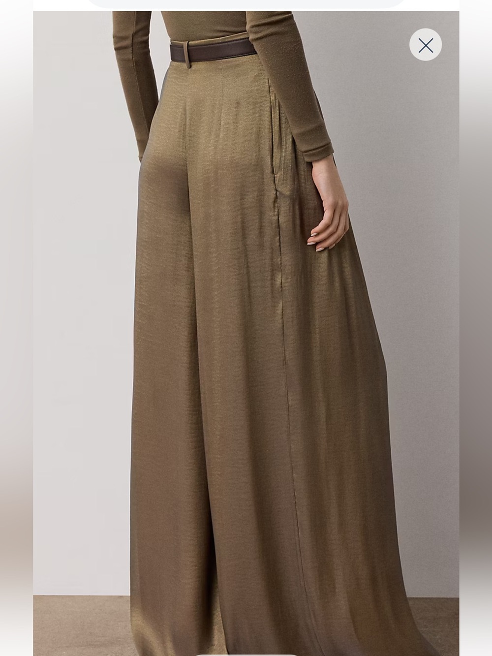 Ralph Lauren Bronze Satin Wide-Leg Trousers - Picture 2 of 9